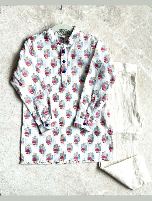 Block Print Kurta, Straight Pants Set