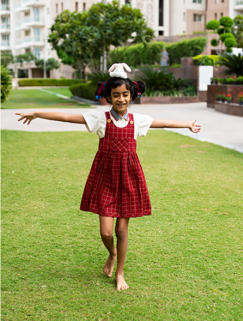 Pinafore Dress (Brick Red)