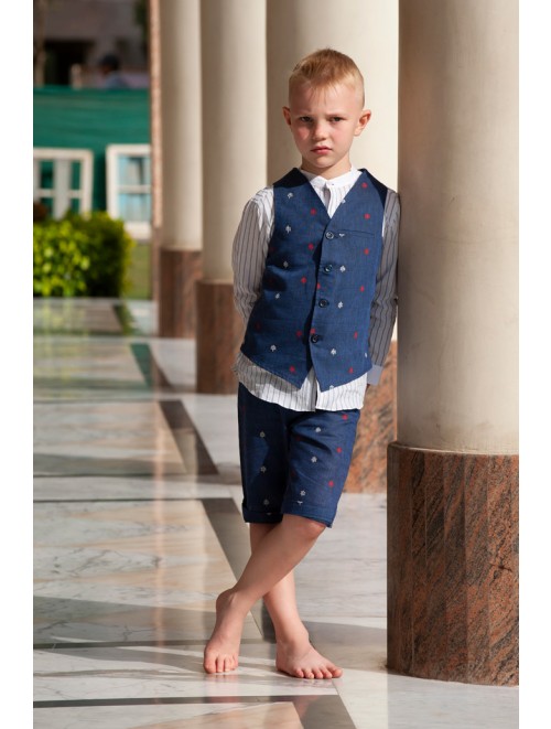 Embroidered waistcoat and Shorts Set
