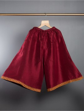 Hand embroidered silk palazzo (Wine Red)